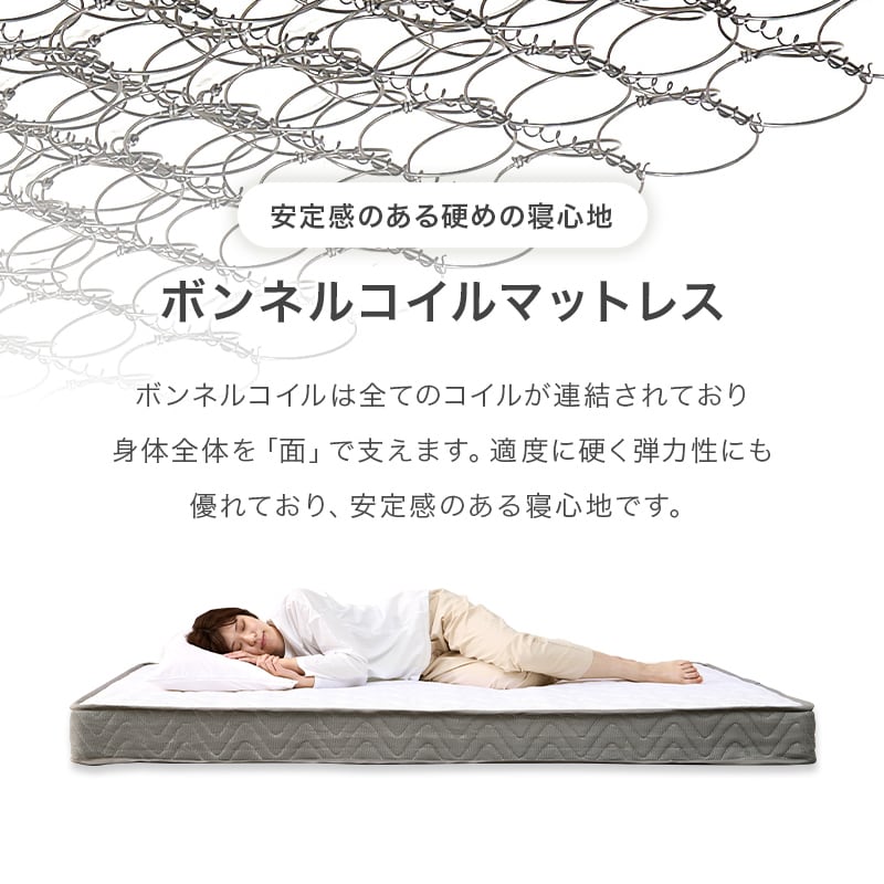 【組立式】耐荷重350kg セミダブルベッド ステージベッド  ボンネルコイルマットレスセット 2色展開 一人暮らし ワンルーム 幅140cm