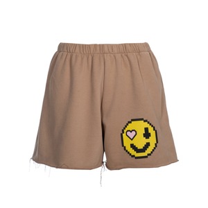 NATASHA ZINKO  PIXEL SMILEY SHORTS  BEIGE