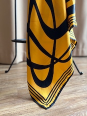yellow & black abstract silk scarf-5152-8