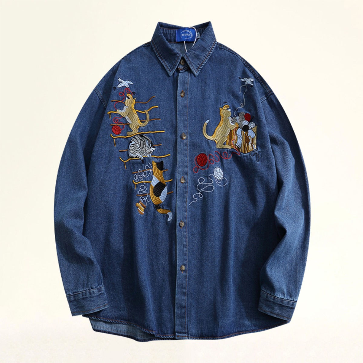 New York なかろ club N.Y.C デニムシャツ 刺繍 L