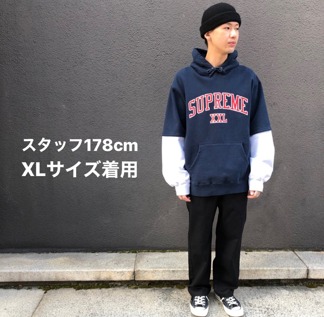 supreme XXL Hooded Sweatshirt ネイビー S