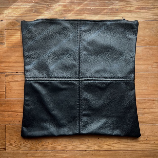 Leather Cushion Cover 44cm × 44cm [Black]
