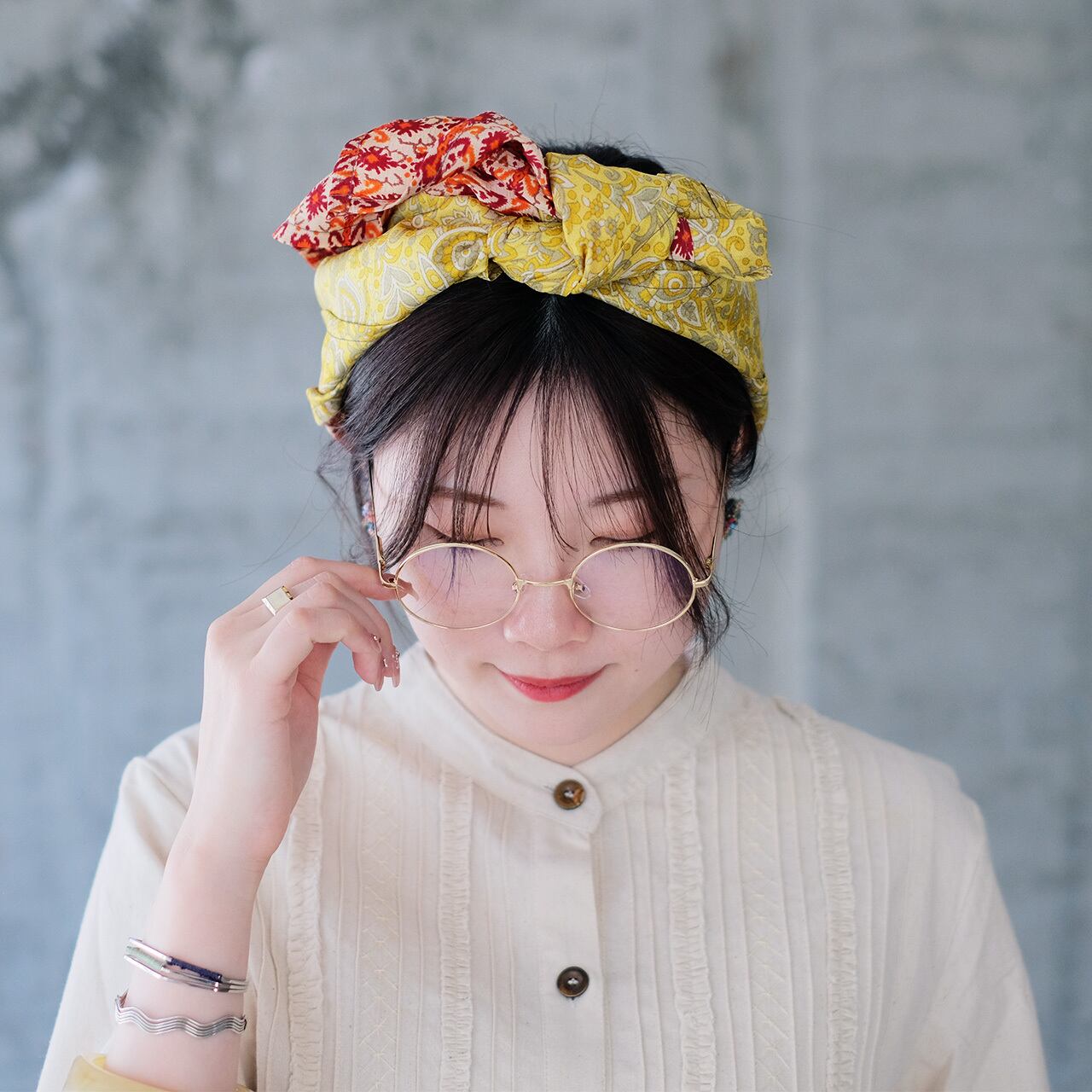 異国のヴィンテージ◎オールドサリーパッチワークスカーフ(26s-06)E