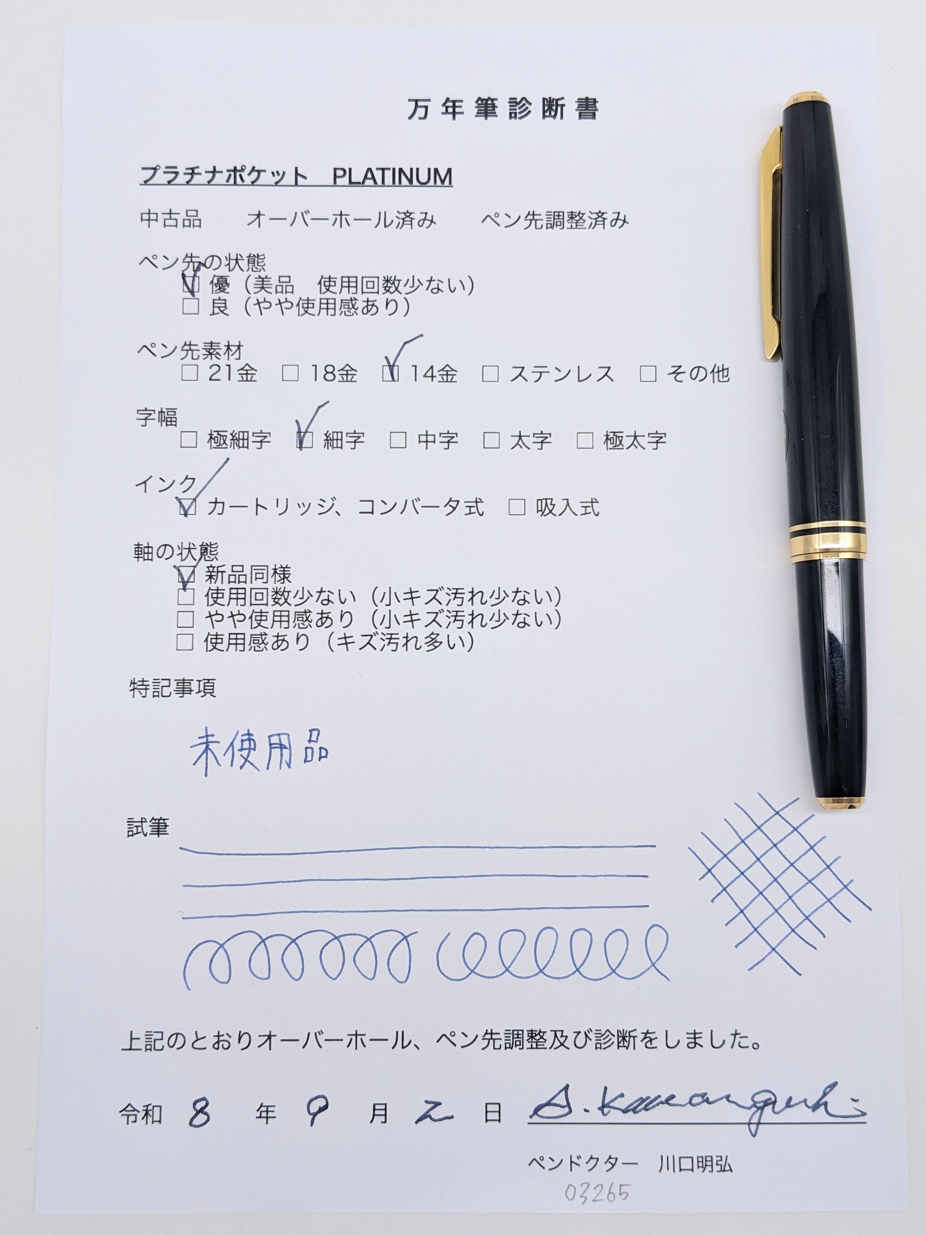 60s プラチナ ポケット PLATINUM （細字） 14K 03265 | 川口明弘の調整