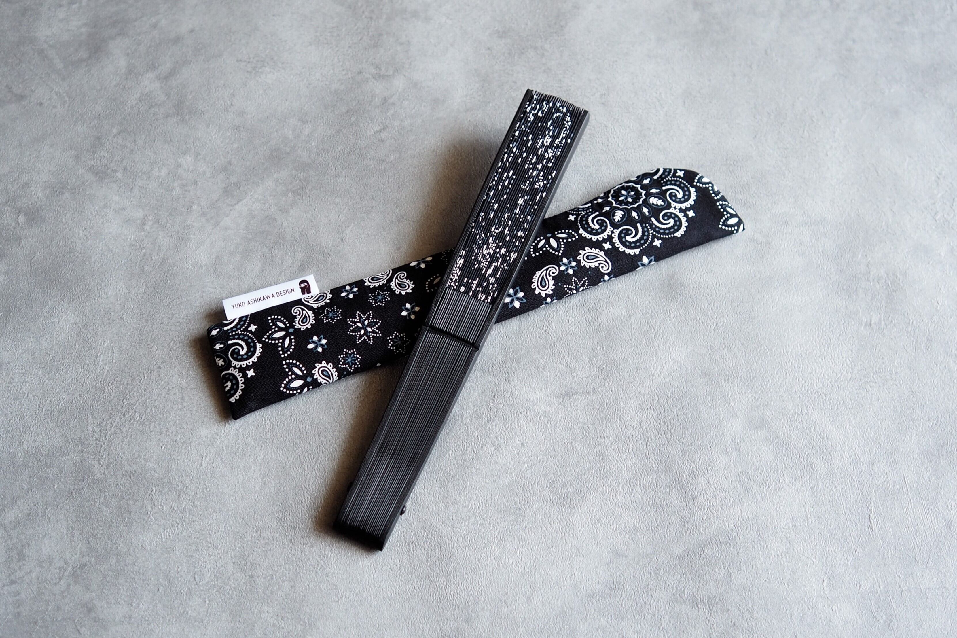Japanese fan【Bandana Black × Black】