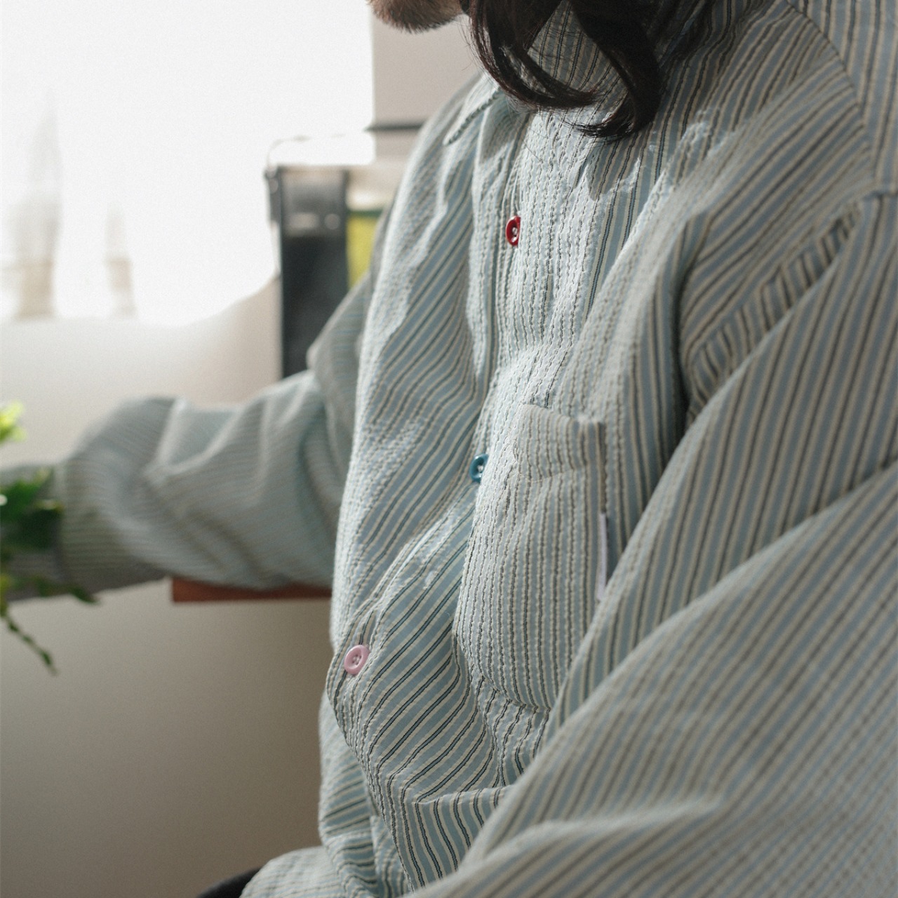 ユーズドピース・マルチボタンストライプシャツ K5535 - 6