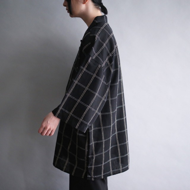 grid stitch work pattern over size h/s shirt