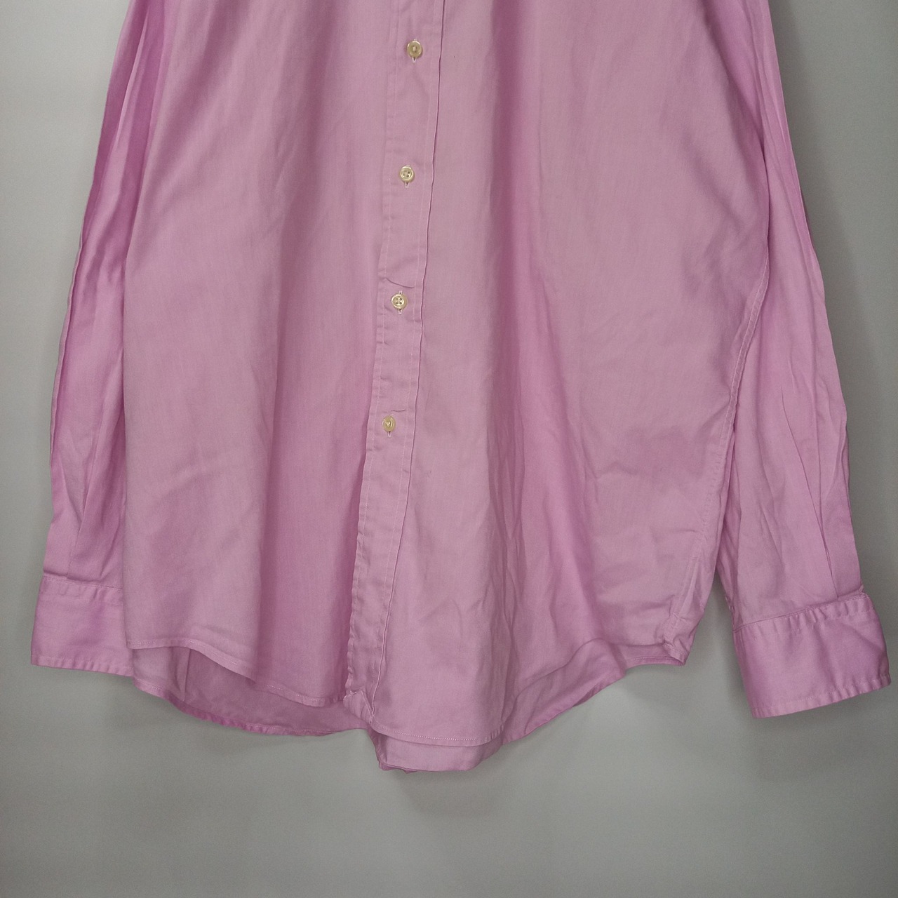 ラルフ　BDシャツ　コットン　カラーポニー　オックスフォード　刺繍ロゴ　ピンク　L