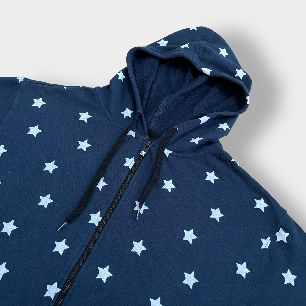 OCEAN CURRENT ジップアップ フルジップ パーカー スウェット フーディー 星 総柄 LARGE us古着