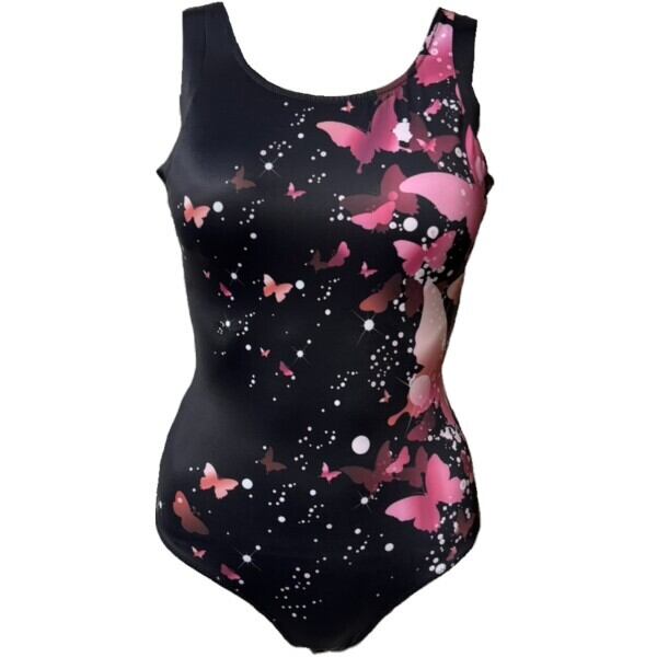 WD-565103 npフィットネス水着 そで美人シェイプワンピース パネル/蝶(PNK) サイズ/9号〜15号