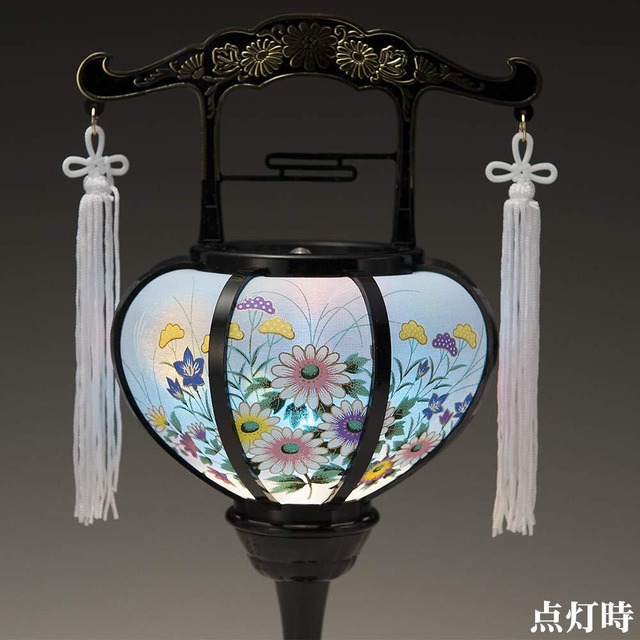 【特価商品】仏壇屋 滝田商店 盆提灯 盆ちょうちん ミニ 回転 霊前灯 特小 「八坂」6510(一対)◆高さ35cm×巾13cm◆ 置き提灯 証明書付