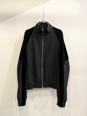 T/f Lv4 ponte fabric velour combination track jacket - black