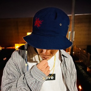 Bucket HAT(NAVY×RED) GROOVE FACTOR Graffiti Logo