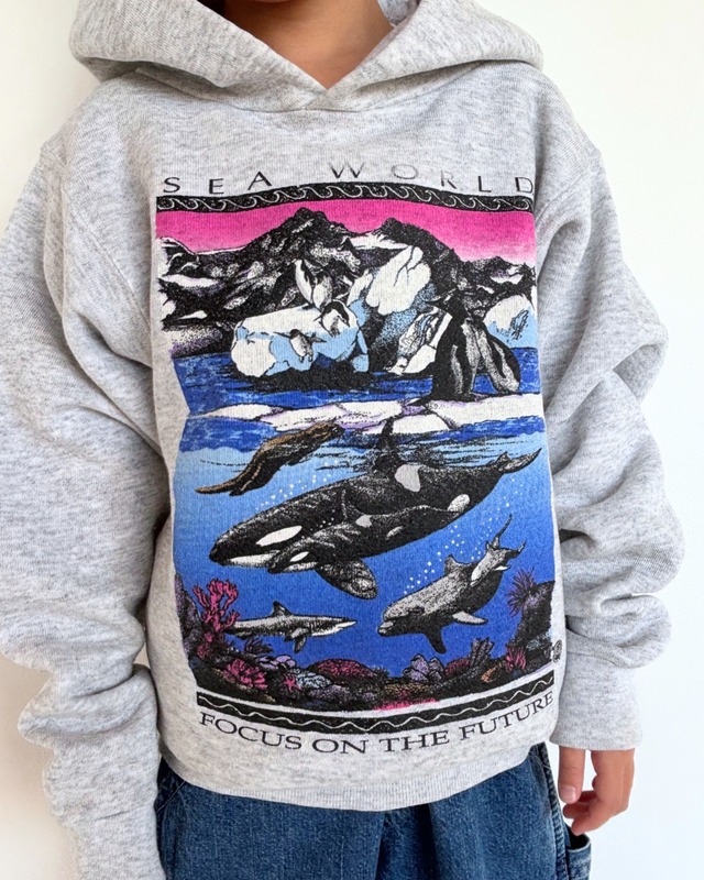【6-7T相当・vintage】USA製　SEA WORLDスウェットパーカー
