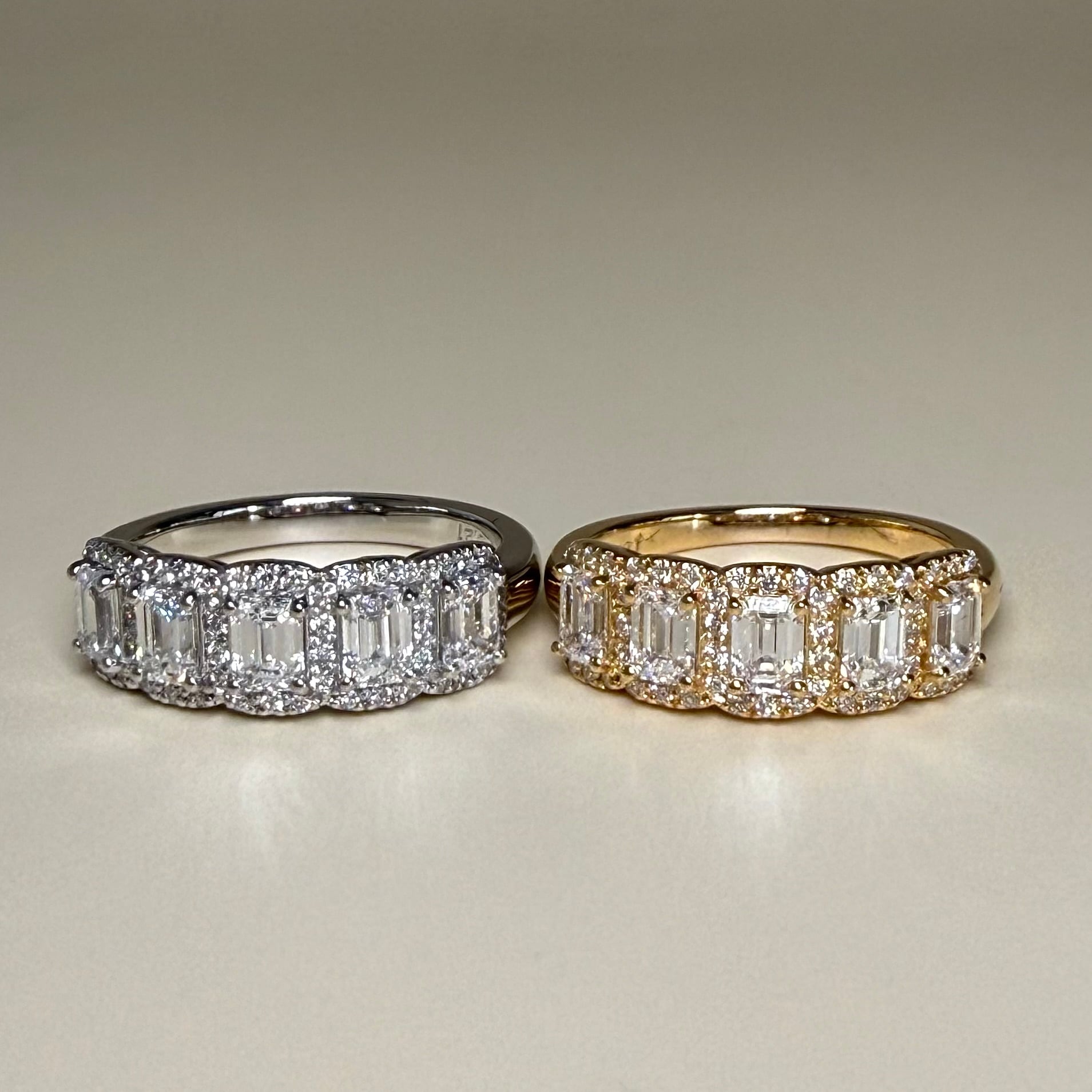 エメラルドカット ダイヤモンドデザインリング MM 1.00ct K18イエロー