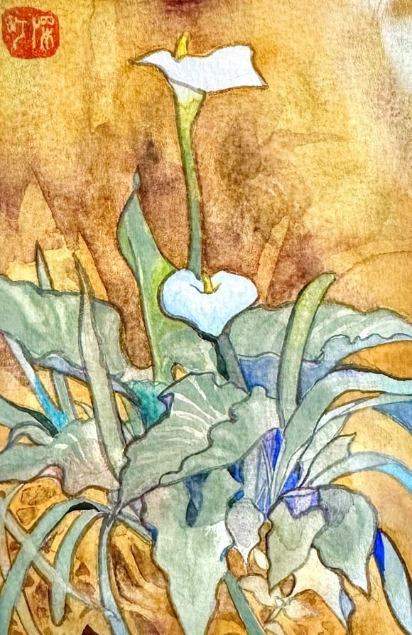 カラーの花の水彩画 | DARENIHO ARTSHOP