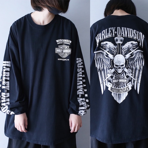 "HARLEY-DAVIDSON" front and back and sleeve printed XXL l/s tee