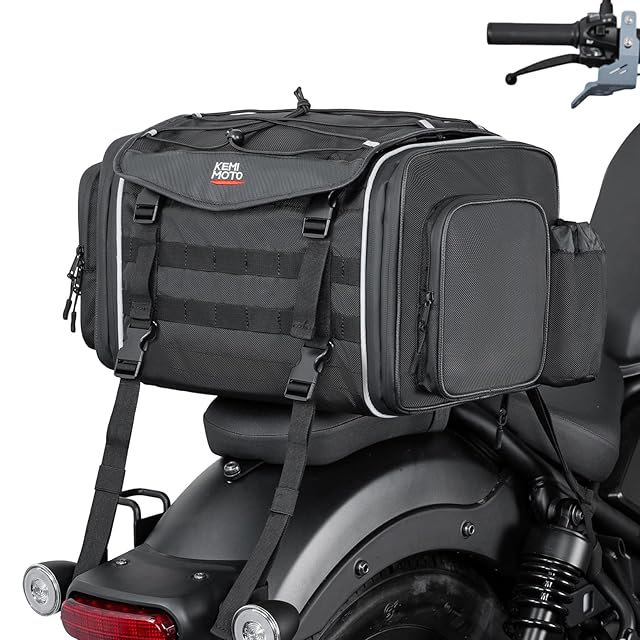 KEMIMOTO バイク用 シートバッグ 拡張機能あり 7-12L バイクバッグ 撥