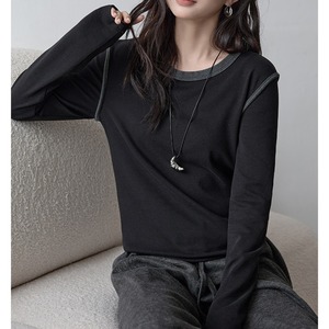crew neck contrast trim top