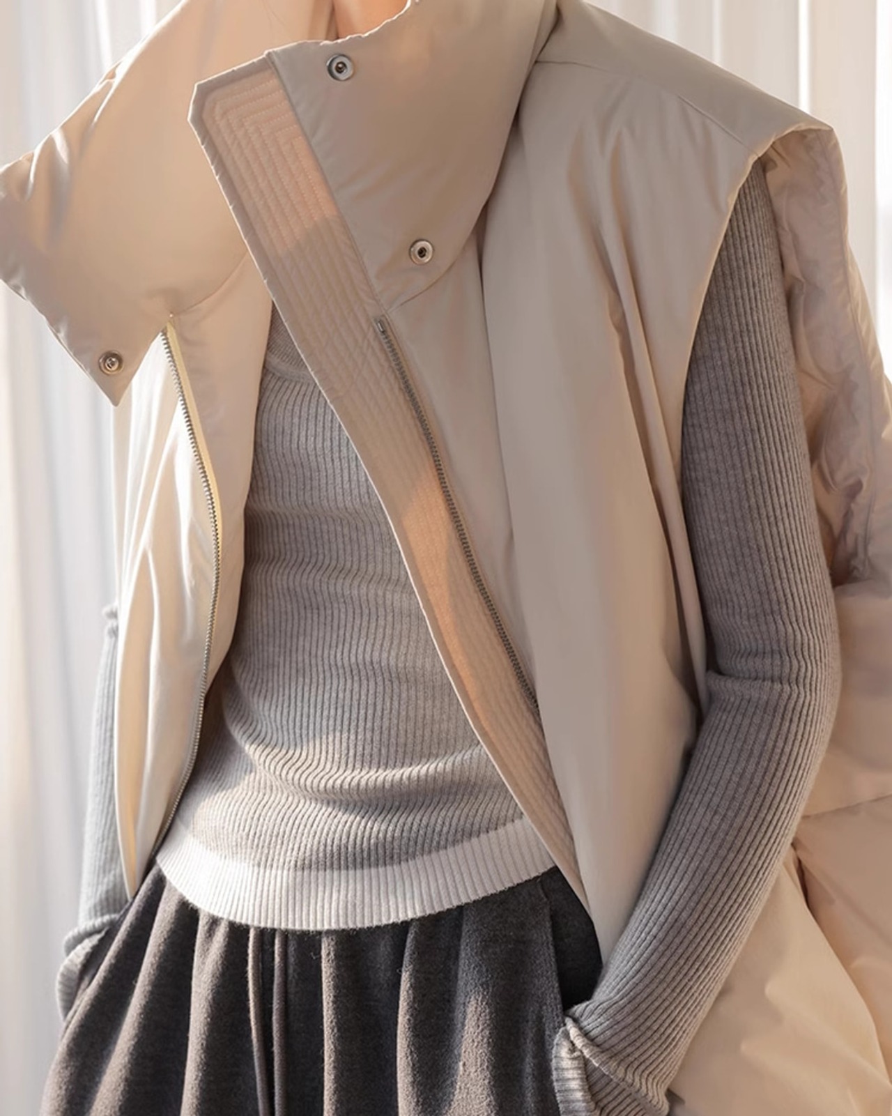 Fake layered rib Knit T20299