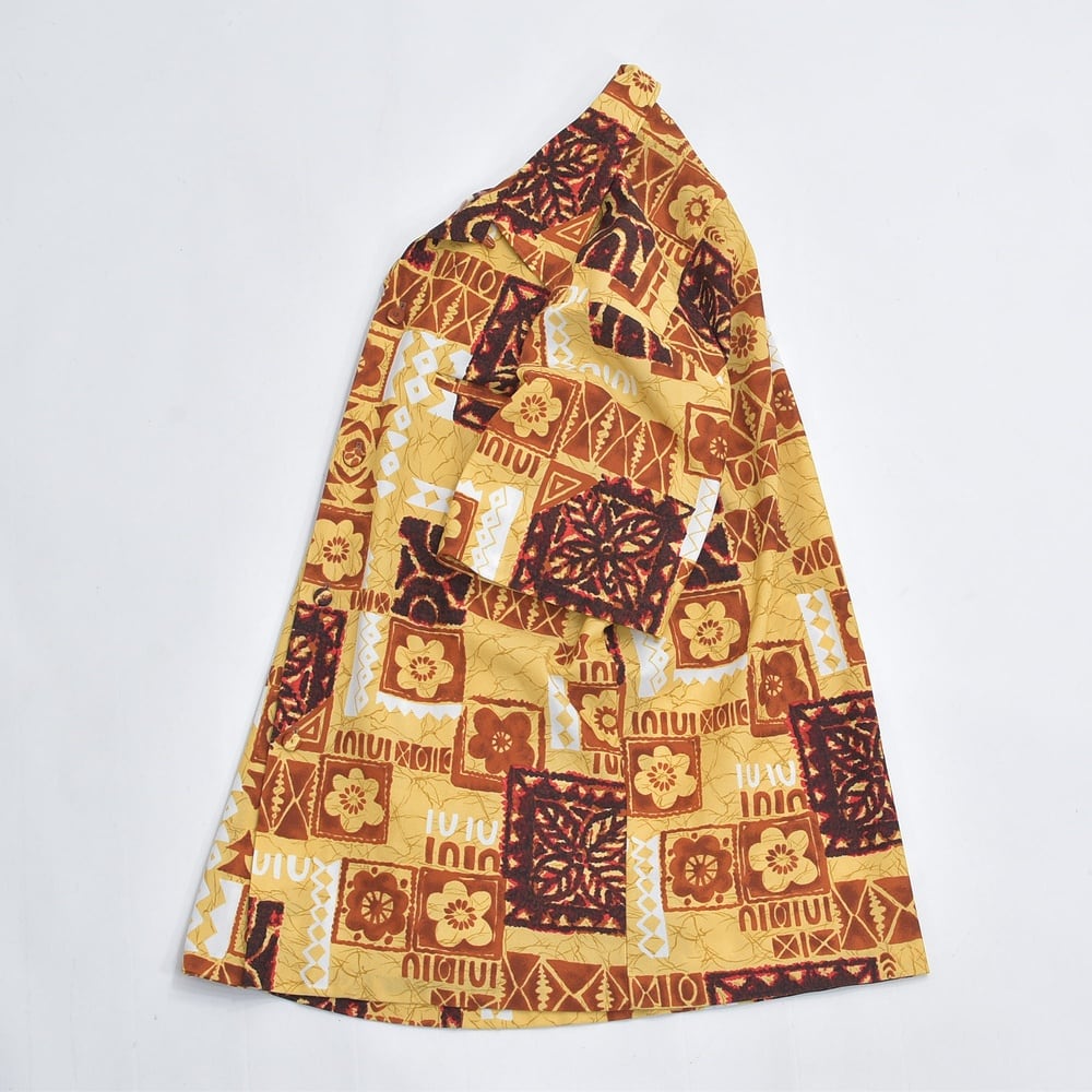 60s-70s Sears HAWAIIAN Fashions パッチワーク風プリント オープン