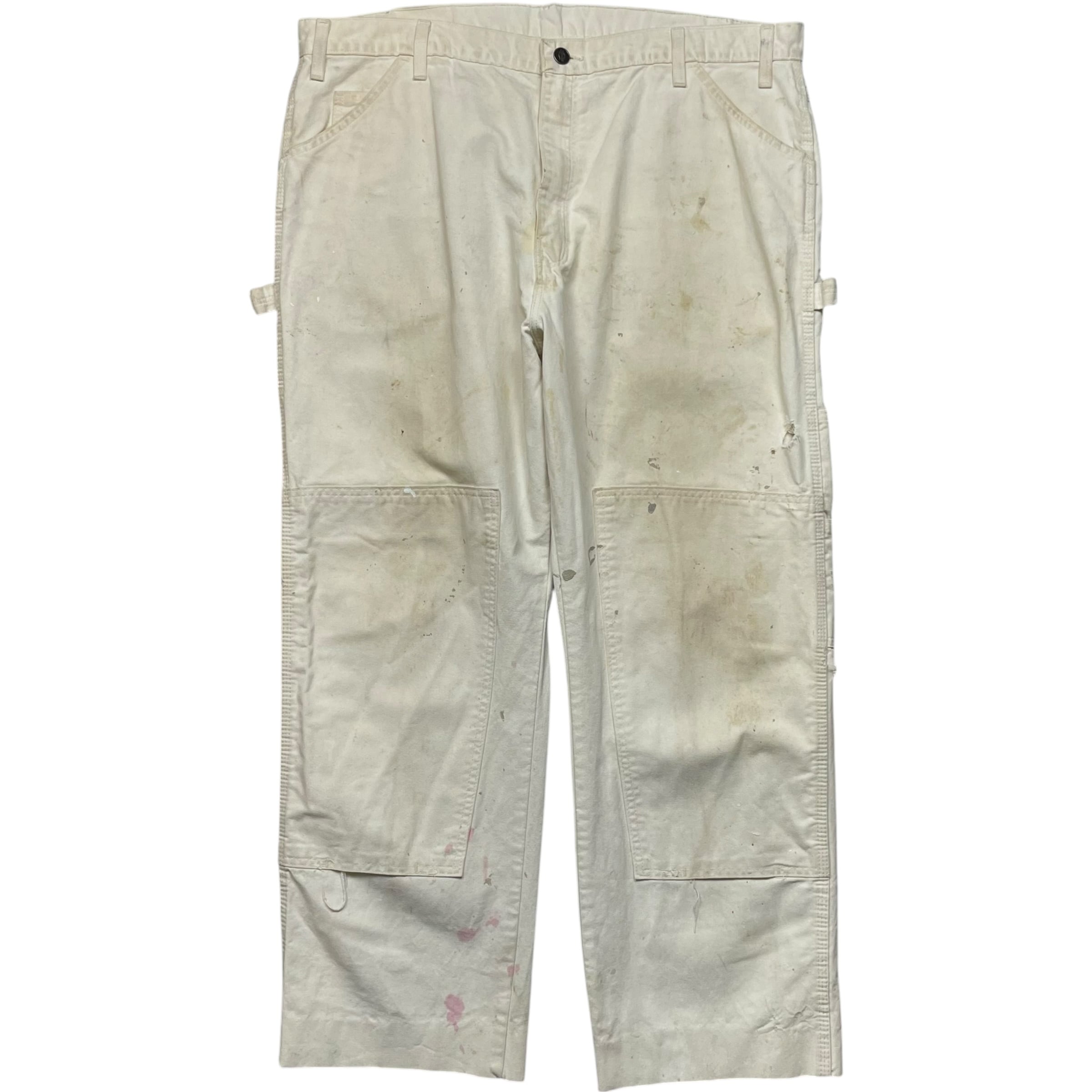 《実寸 W39 L28》 Dickies ディッキーズ ペインターパンツ ワークパンツ ホワイト ペイント ダメージ ワンポイントロゴ no.10280