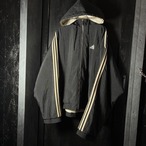 90s〜00s adidas 中綿ナイロンジャケット 3ストライプ ジップパーカー ブラック