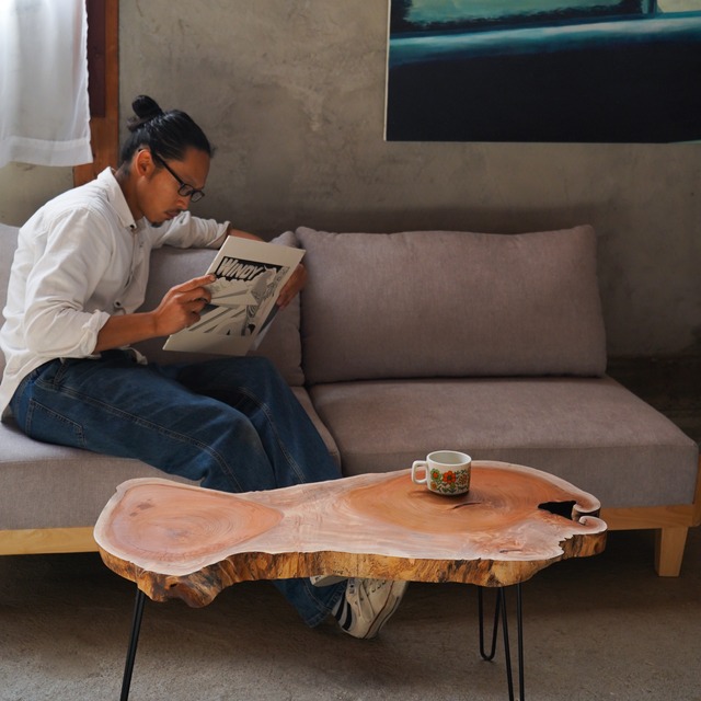 大きな欅の輪切り ローテーブル（高さ・カラー変更無料）