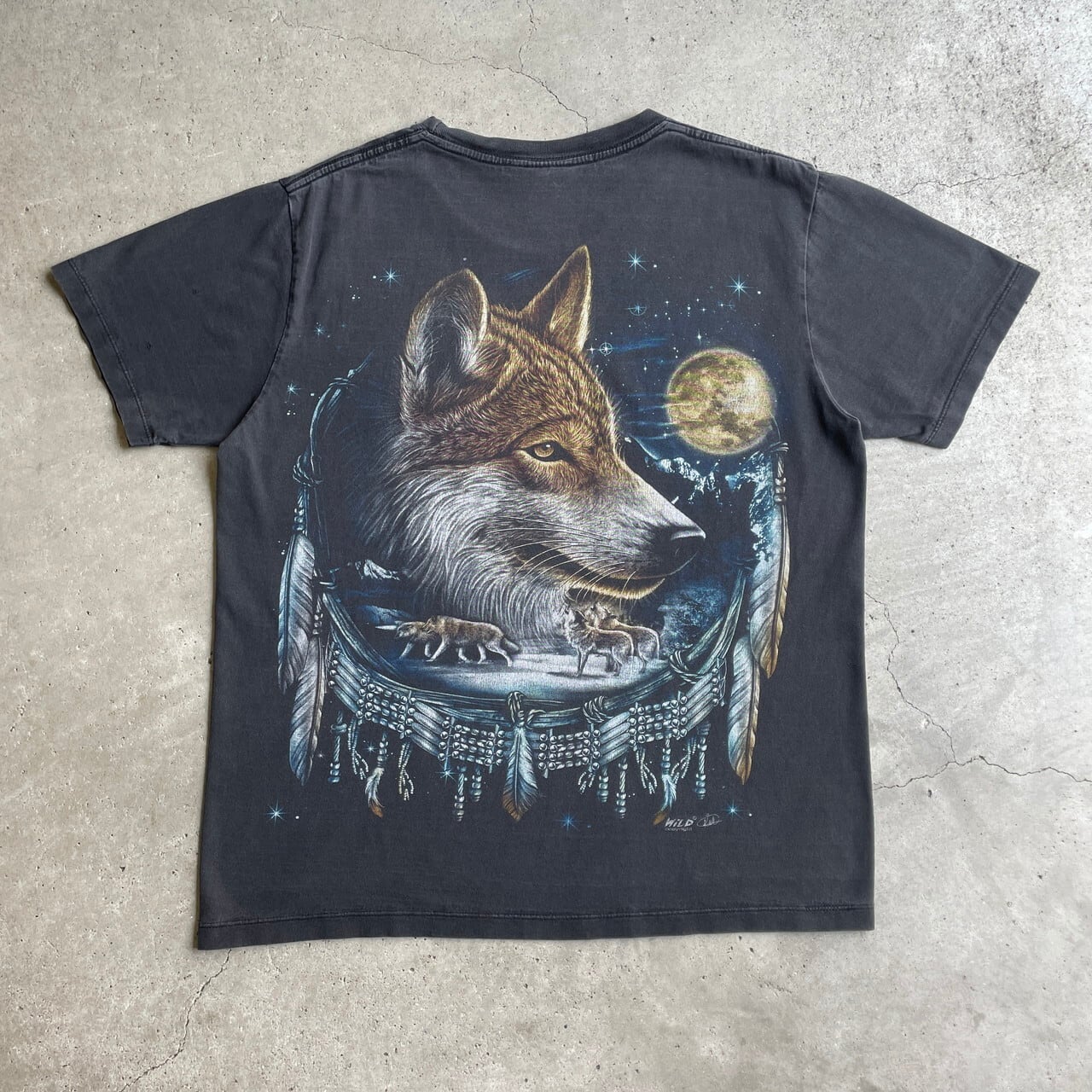 90年代〜 WILD オオカミ アート アニマル ビッグプリントTシャツ