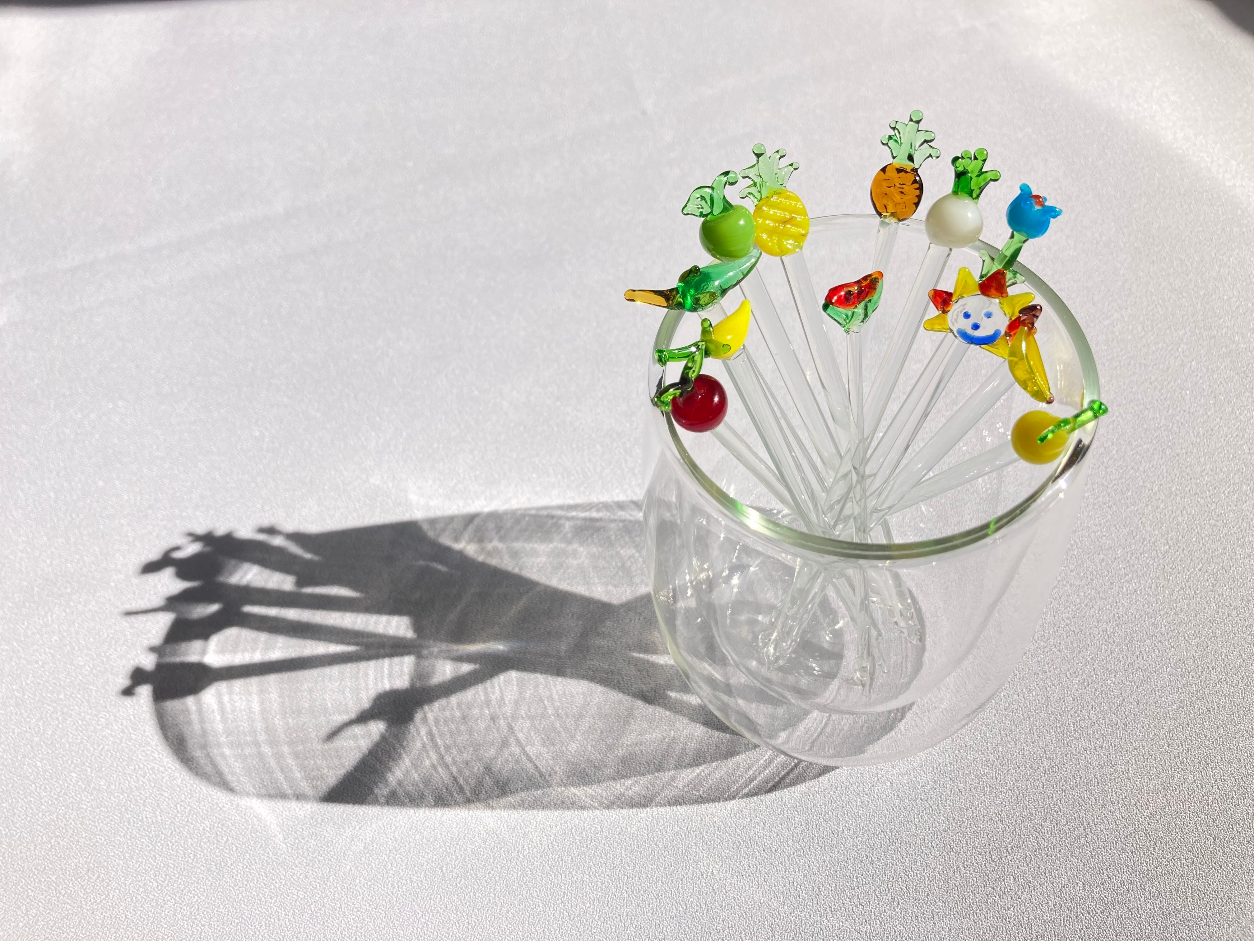 ピック ガラス メキシコ雑貨 フルーツ 野菜 カラフル トロピカル