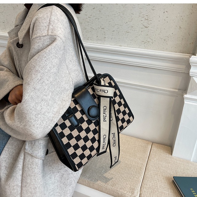 オータムウィンターショルダーバッグ 秋物 冬物 スクウェア ハンドバッグ 手作りハンドバック67087696010