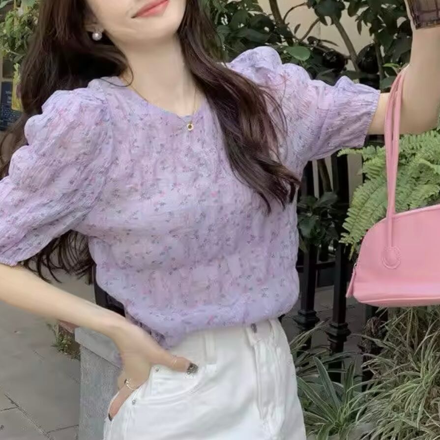 花柄シフォンブラウス