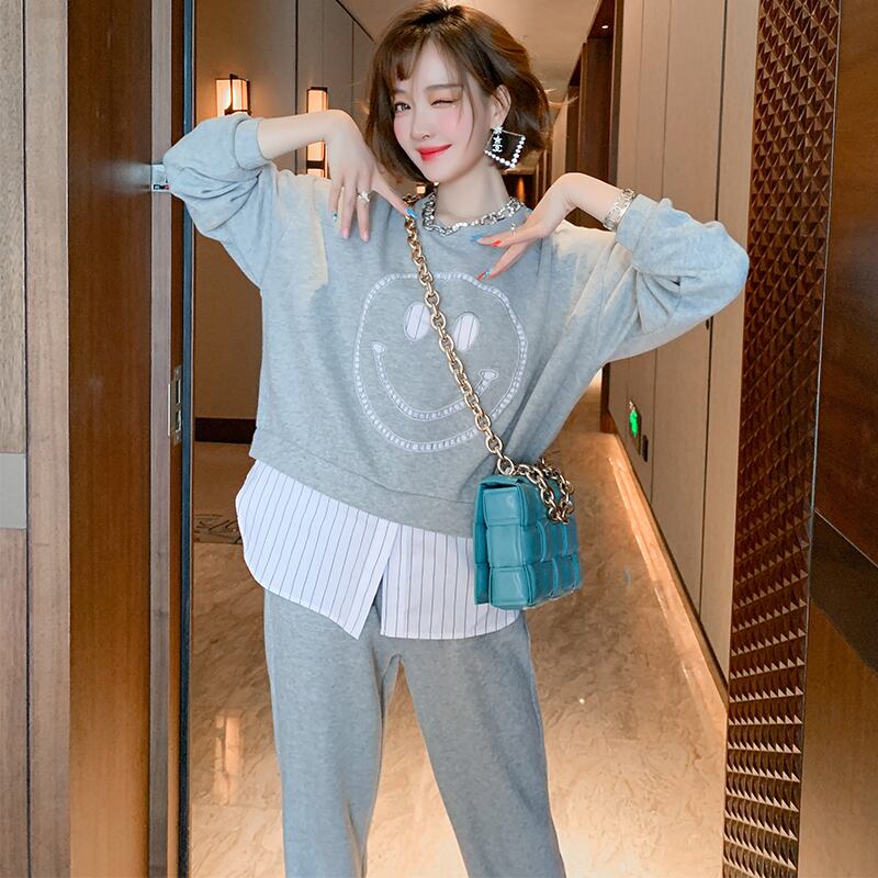 ストライプトップス ギャザーパンツ セット ステッチ MIUCO41642166909