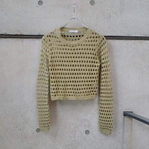 Mesh Open-Knit Cropped Sweater