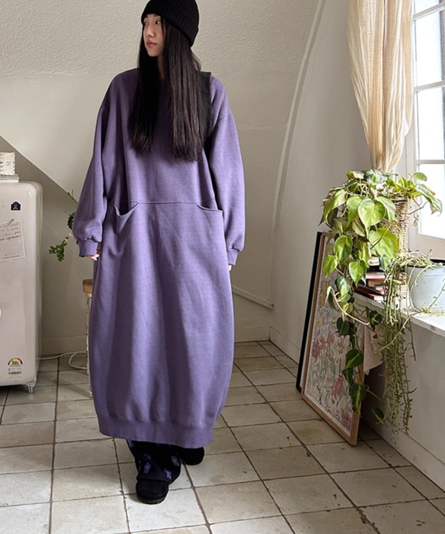 ロングスウェットワンピース Q0346