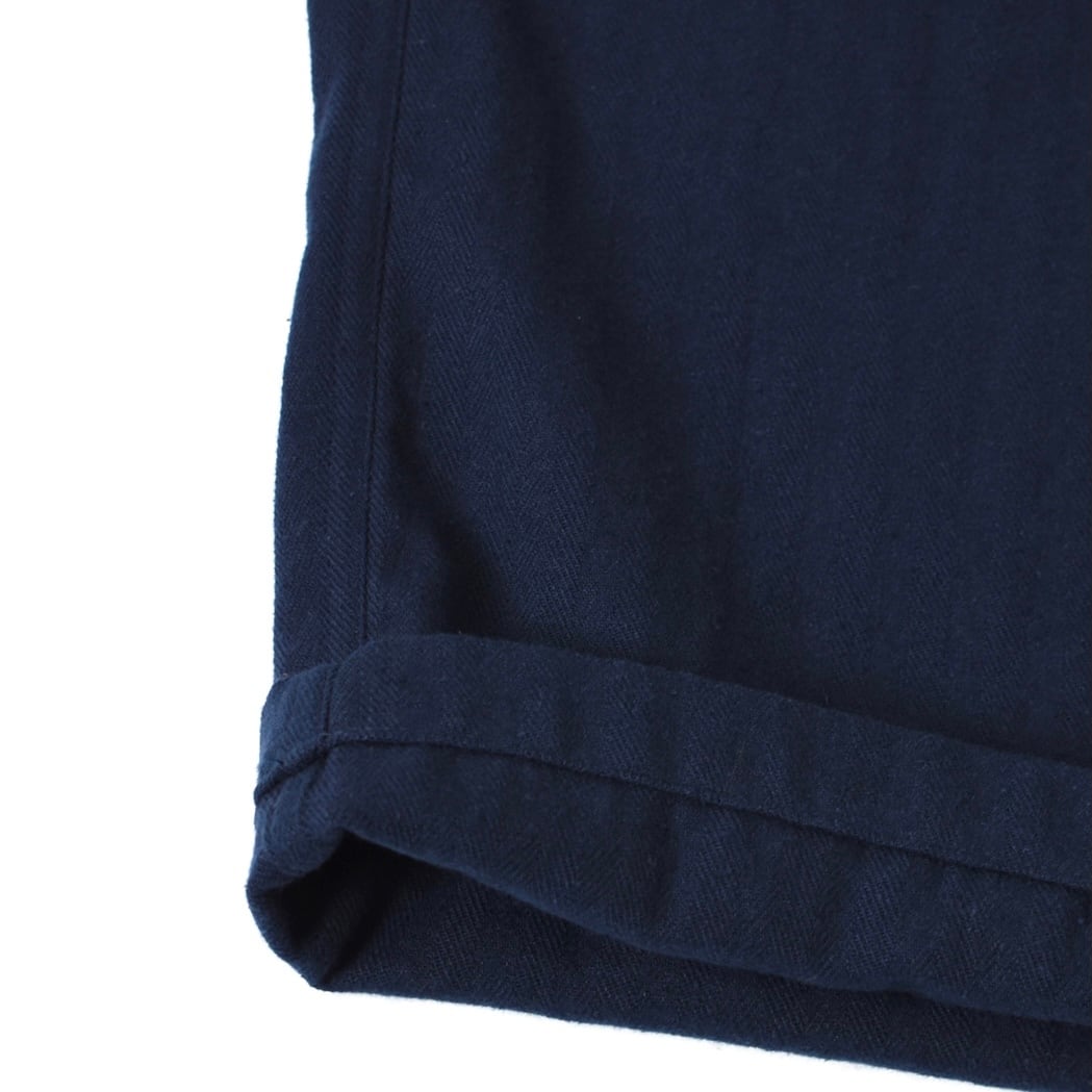 ARMEN｜COTTON LINEN HERRINGBONE ONE TUCK PANTS-NAVY | robin ASO