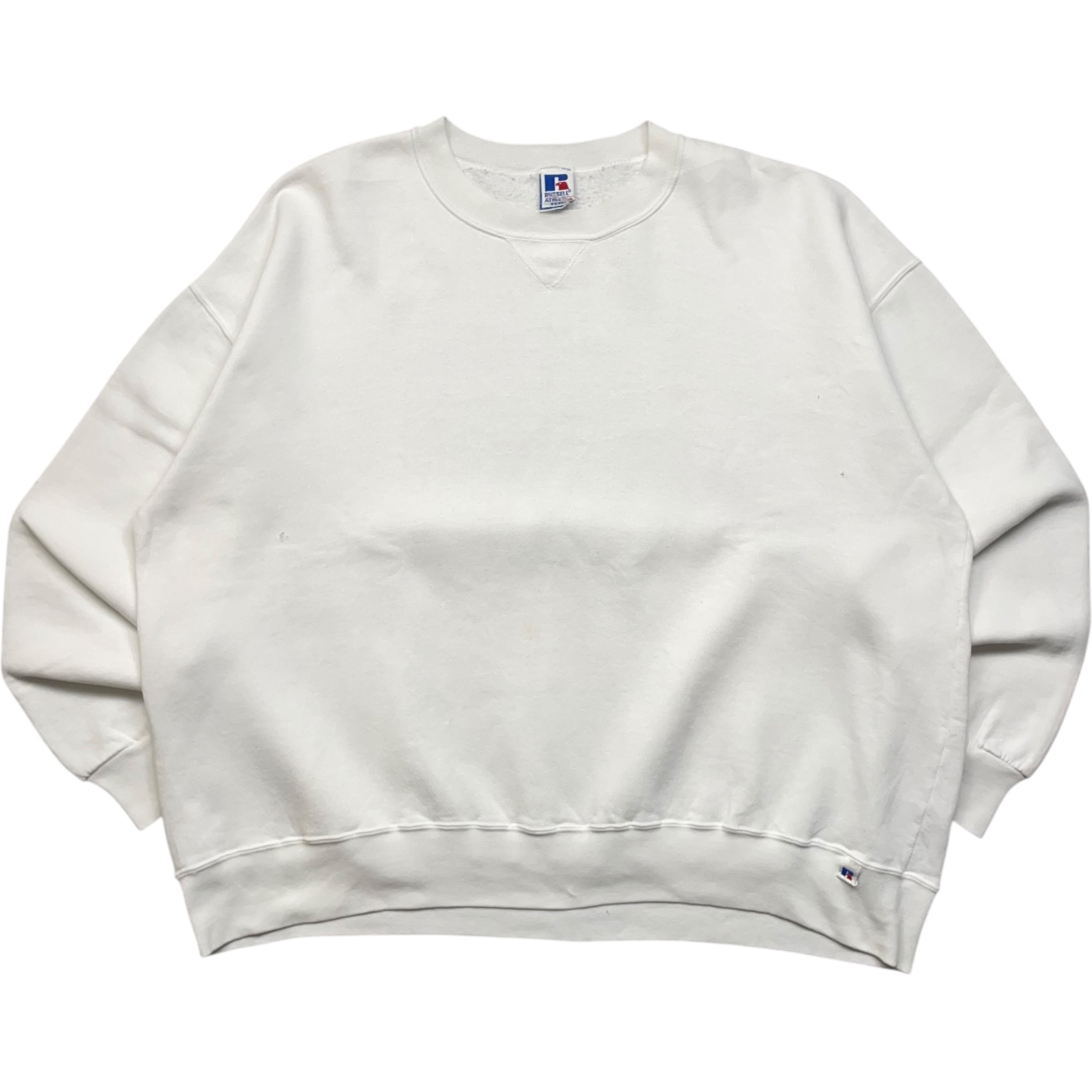 《XXXL》russell athletic ラッセルアスレチック スウェット 無地 前V ホワイト no.5909