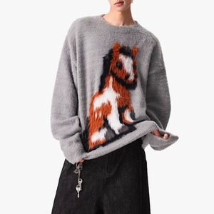 馬モチーフ クルーネック ニット ◆2col M00107