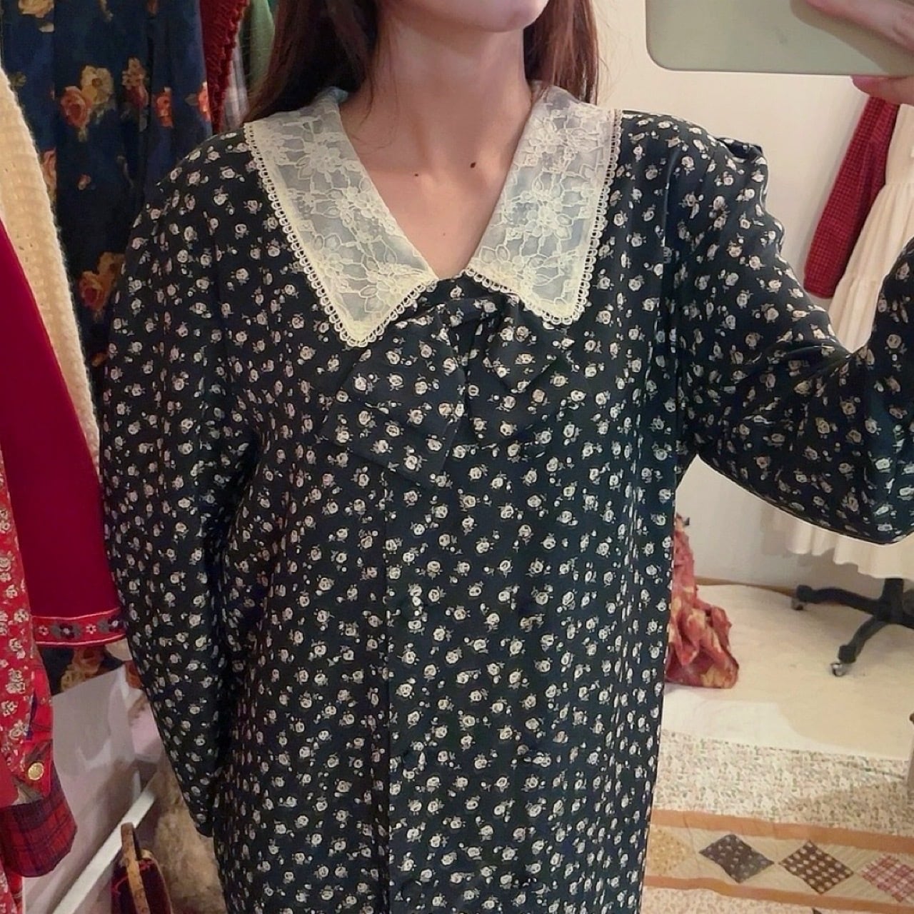 mini rose lace collar one-piece