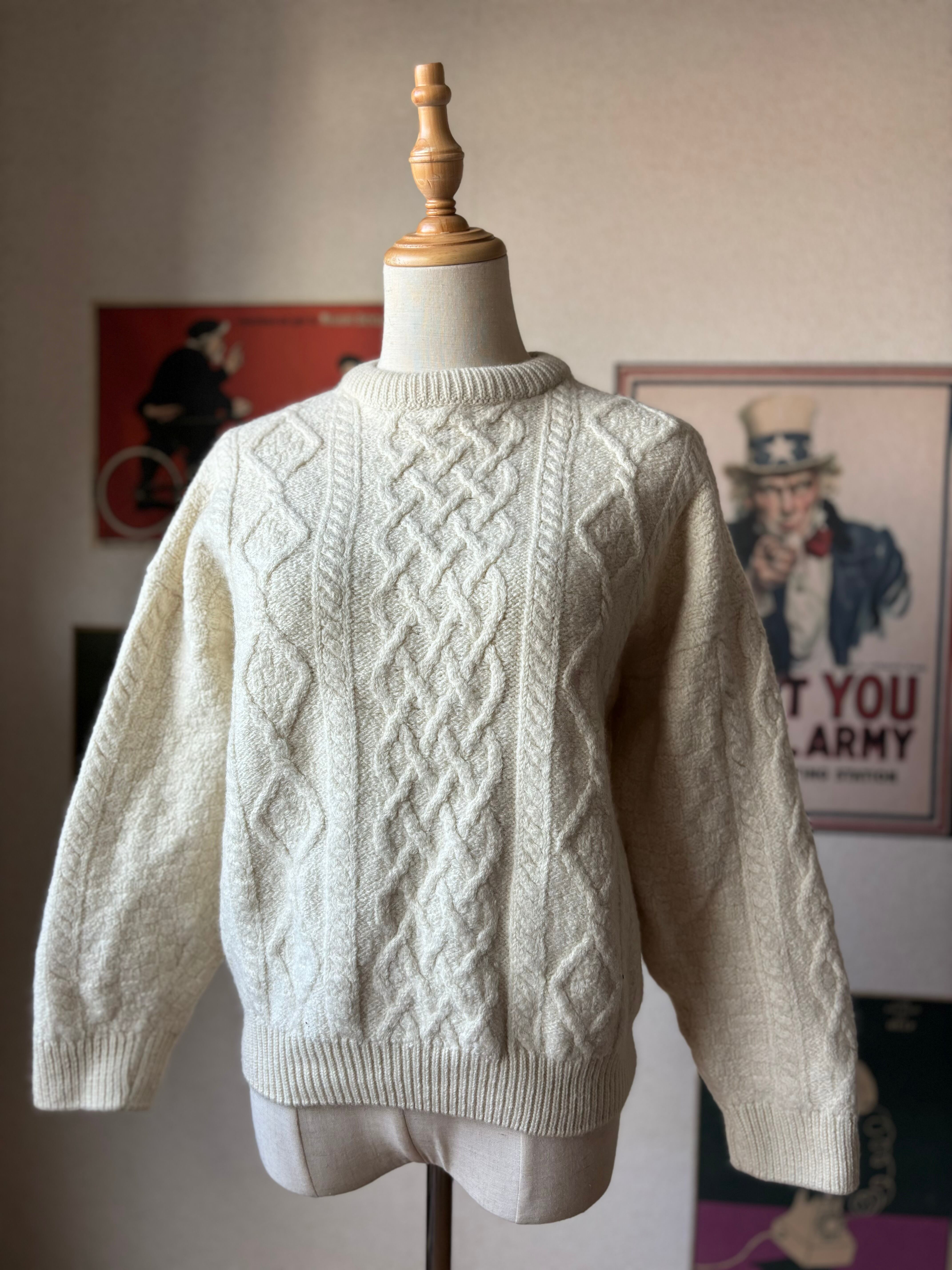 ARAN COUNTRY アランニット セーター アイボリー アイルランド製 ARAN COUNTRY アランニット セーター アイボリー アイルランド製