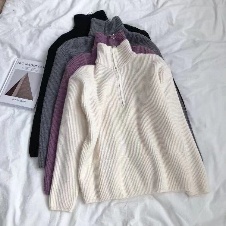 スタンドネックジップニット　AJ11013-A002