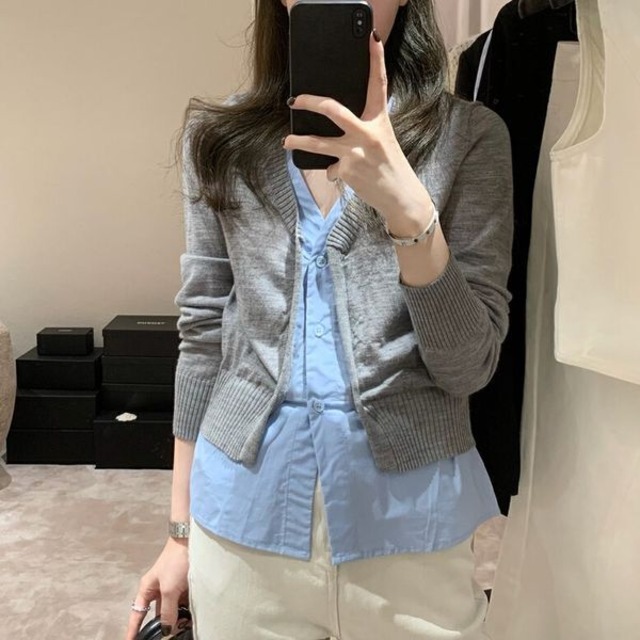 Layered Design Cardigan 503756