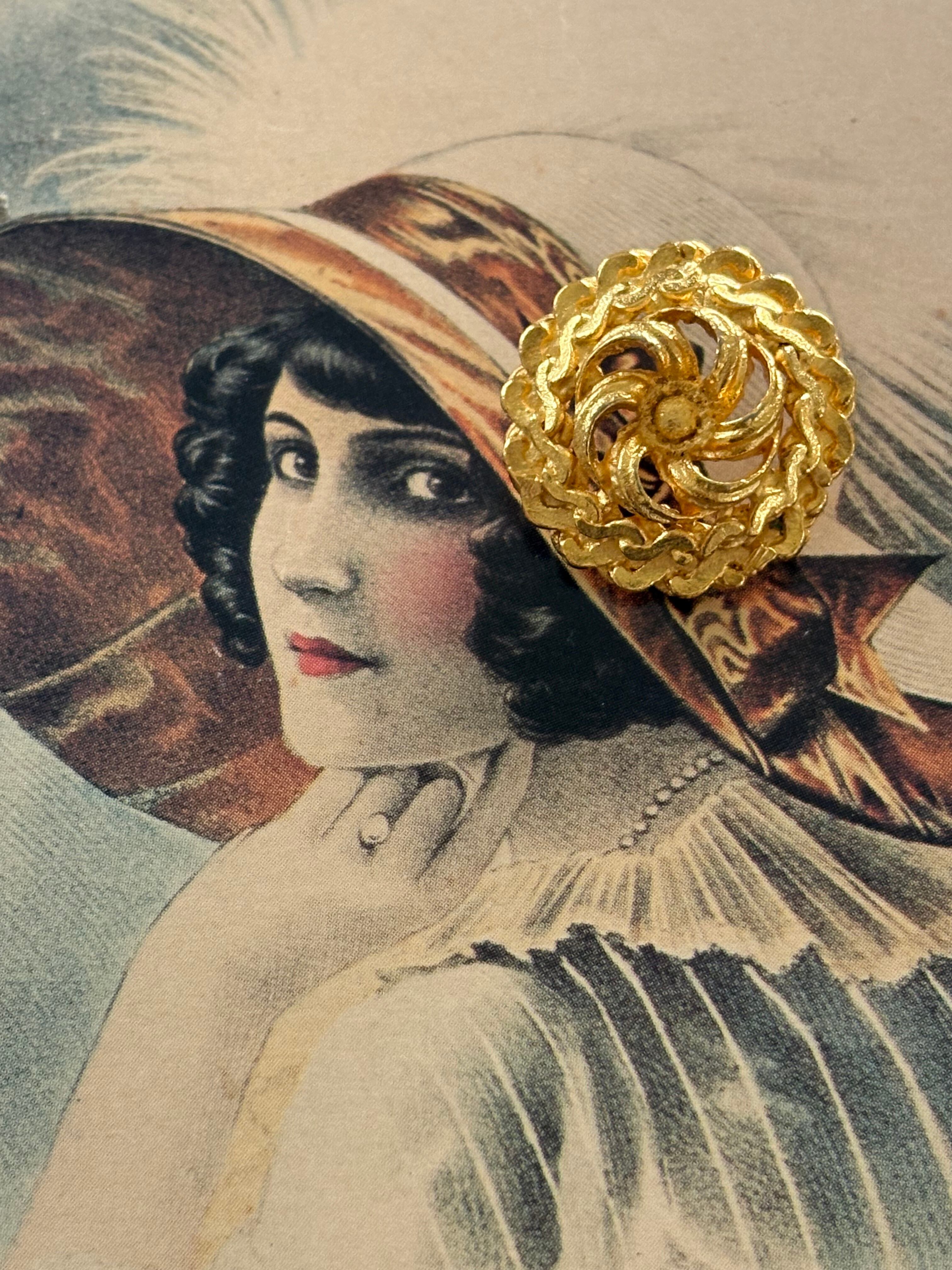 20mm フランスVintage ヴィンテージボタン メタル ゴールド ファン アクセサリー デコレーション材