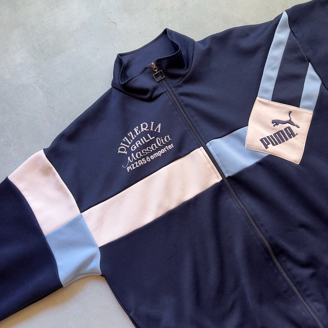 90s PUMA バックフロッキー トラックジャケット プーマ ネイビー XS
