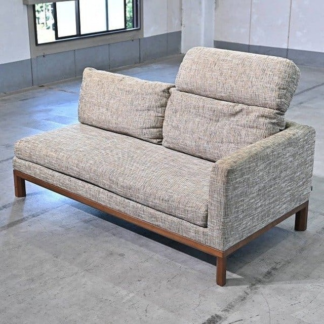 CONDE HOUSE 55万「QUIET」2人掛け ソファ 左 ワンアーム ウォールナット材 ヘッドレスト 2P ラブ リビング カンディハウス クァイエット【中古家具/中古インテリア/USED家具ユーズド家具/リサイクル】