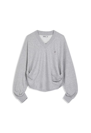 [OPEN YY] SLOUCHY V-NECK SWEATSHIRT, GRAY 正規品 韓国ブランド 韓国通販 韓国代行 韓国ファッション オープン ワイワイ 日本 店舗