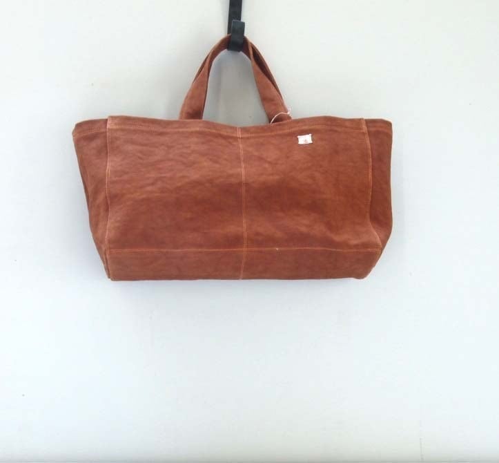 しずく糸 高橋静子 柿渋バッグ #S389 綿帆布横長4ポケットトート