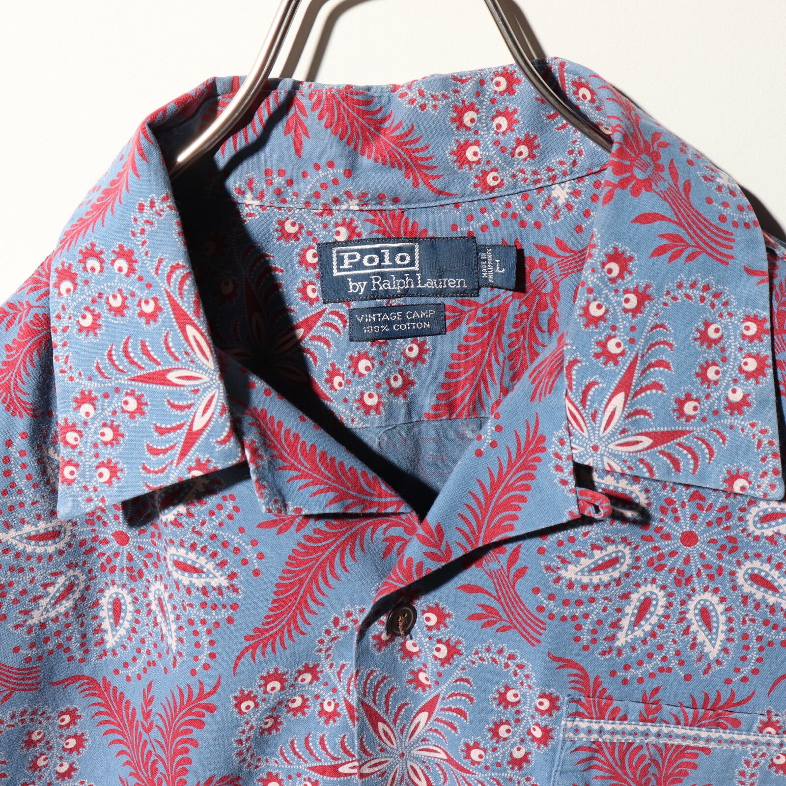 美品 L ポロラルフローレン ペイズリー 半袖開襟シャツ vintage camp  