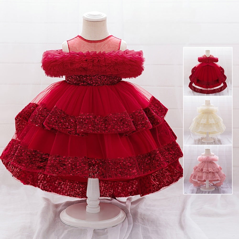 1/6 幼SD BJD お茶会ワンピース ワインレッド アウトフィット ドール用