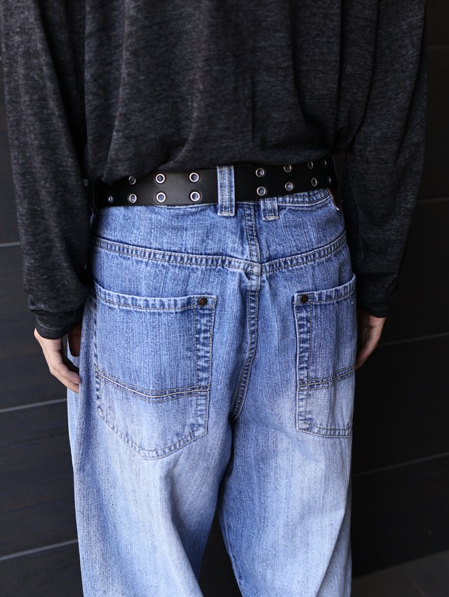 straight washed denim pants